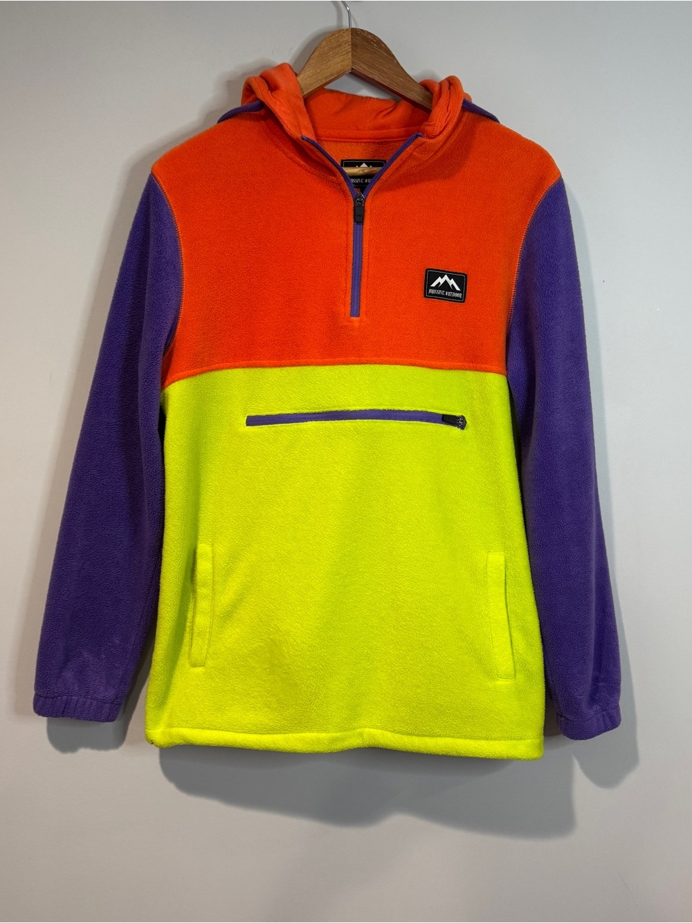 Massive Outdoor Men’s 1/4 Zip Pullover Fleece Hoodie Colorblock Pockets Size S